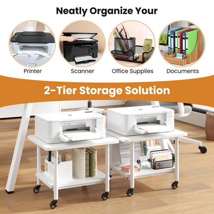 Dreamade 2 Tier Mobile Printer Table with Storage Shelf