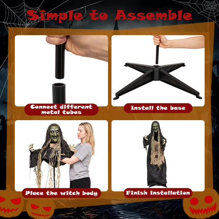 DREAMADE 5.3 FT Standing Halloween Witch w/ Creepy Sounds