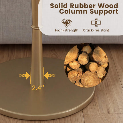 Dreamade Round Marble Side Table w/Stone Finish & Wooden Pedestal (1/2)