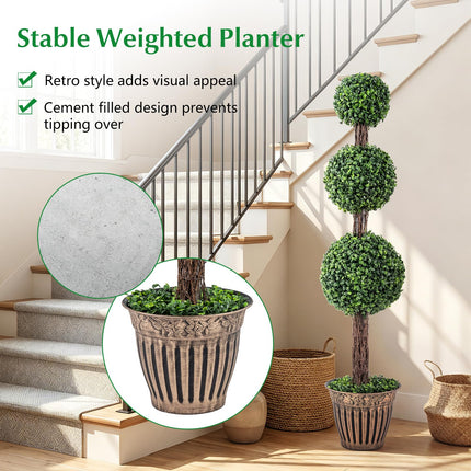 Dreamade Artificial Triple Ball Boxwood Tree 4 FT Fake Topiary Tree(1/2)