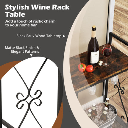 Dreamade Wine Bar Table with 6 Glass Wine Glass Holder