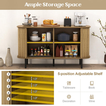 Dreamade Kitchen Storage Cabinet, 47” Buffet Cabinet with Storage, Wooden Sideboard w/ 2 Sliding Tambour Doors