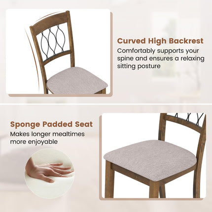 Dreamade Dining Chairs Set of 2/4 Fabric Upholstered Armless Kitchen Chairs w/Hollowed Backrest