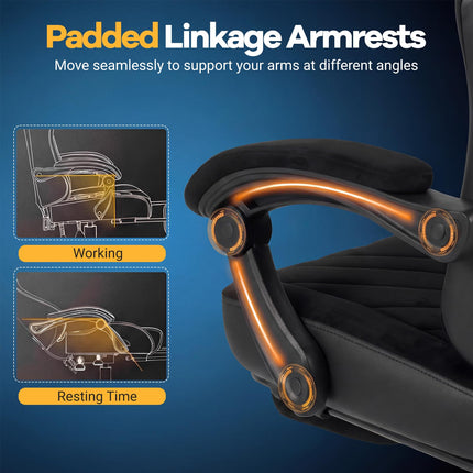 Dreamade Gaming Chair Height Adjustable Computer Chair with Headrest Lumbar Support Linkage Armrests