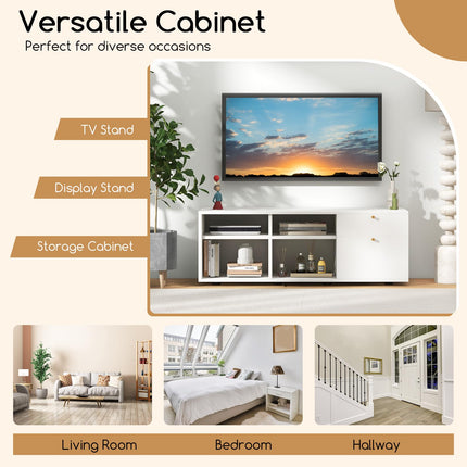 Dreamade TV-Stand for Bedroom Entertainment Center - Modern TV Console Cabinet with 2 Drawers, 4 Compartments