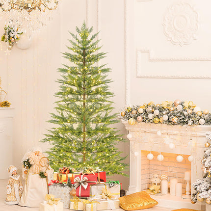 Dreamade 6.5ft / 7.5ft Simulated Artificial Cypress Xmas Tree with Warm-White Fairy LED Lights
