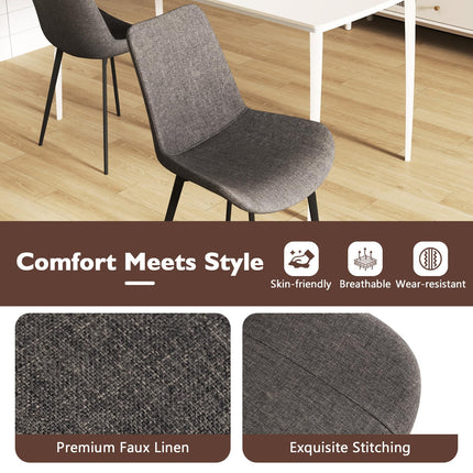 Dreamade Dining Chair Set of 4 Upholstered Kitchen Side Chairs w/Metal Legs Padded Seats & Backs