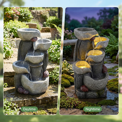 Dreamade 5-Tier Outdoor Water Fountain with Lights