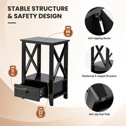 Dreamade Modern X-Design Nightstand Set