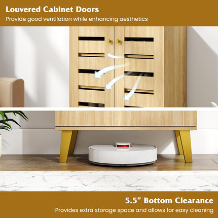 Dreamade Shoe Cabinet with Doors 4-Tier Freestanding Shoe Organizer Cabinet