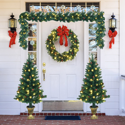 Dreamade Pre-lit Holiday Christmas 4-Piece Set, Christmas Garland - DreamadeUS