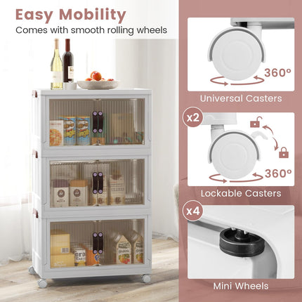 Dreamade 3-tier Collapsible Storage Bins with Wheels and Lid
