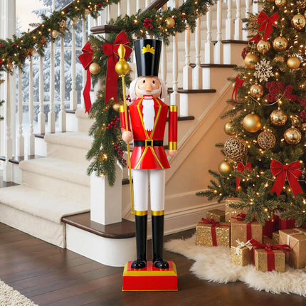 Dreamade 4' Christmas Nutcracker w/High Hat Beautiful Scepter Uniform & Boots