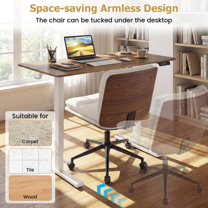 Dreamade Armless Office Chair with Wheels for Home Office & Bedroom