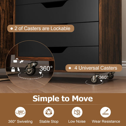 Dreamade 7-Drawer Chest Wooden Storage Dresser with Lockable Wheels