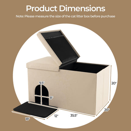 Dreamade Cat Litter Box Enclosure - Hidden Cat Litter Box Furniture Ottoman