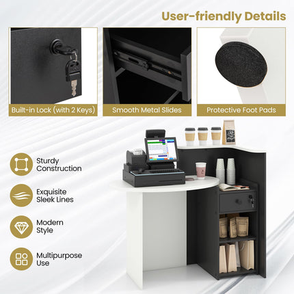 Dreamade Front Counter Desk with Lockable Drawer