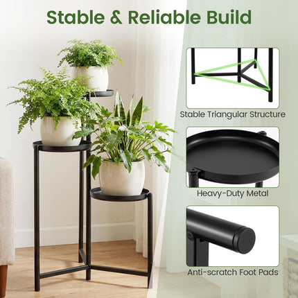 Dreamade 3-Tier Metal Tall Corner Plant Stand Indoor Outdoor