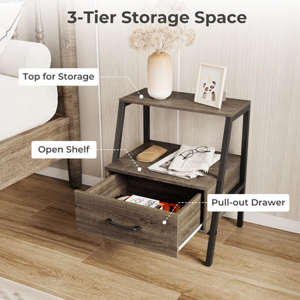 Dreamade Farmhouse Nightstand with Drawer Set of 1/2