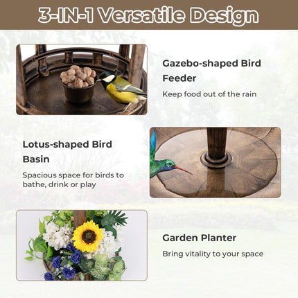 Dreamade 42 inch Bird Bath Solar Lighted