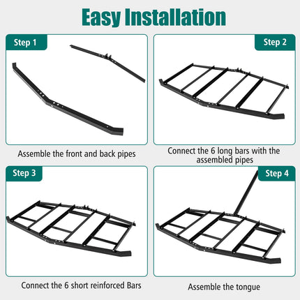 DREAMADE 74"/84" Driveway Drag Harrow with Adjustable Bars & Reinforced Design for ATV