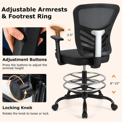 Dreamade Mesh Drafting Chair, Standing Desk Chair