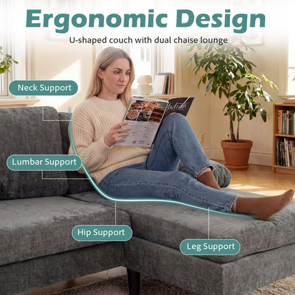 Dreamade Sectional Couch for Living Room U-Shaped Sofa