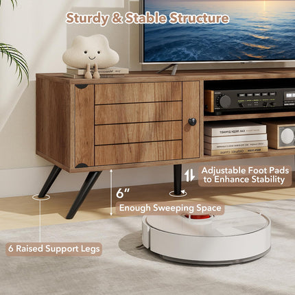 Dreamade 2-Door TV Stand for TVs up to 65 Inch with Open Shelves