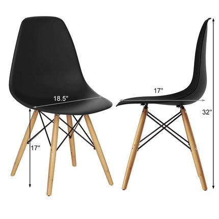Dreamade Dining DSW Chairs with Linen Cushion, Modern Mid Century Shell Chairs w/ Wood Legs