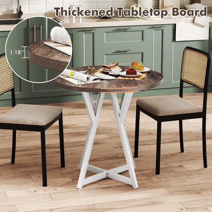Dreamade 31.5" Small Round Dining Table for 2-4 with Crossed Metal Legs Load 220Lbs
