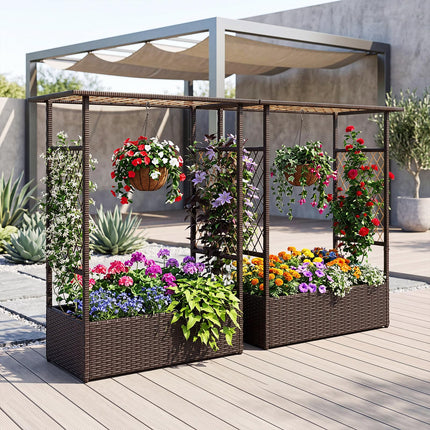 Dreamade Raised Garden Bed with Trellis & Hanging Roof