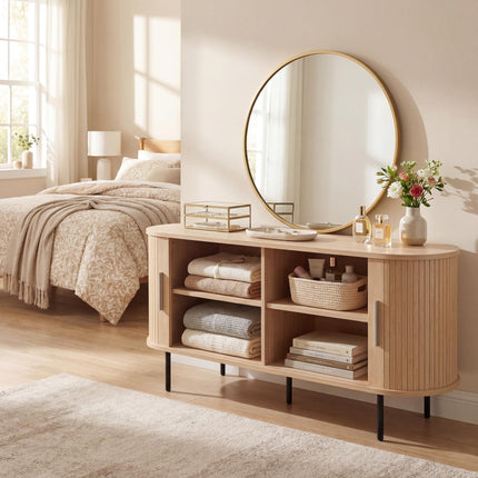 Dreamade Mid Century Curved Fluted TV Stand for TVs up to 60"