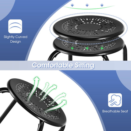 Dreamade Round Metal Stool Set of 6-17.5" Height Stackable Stool with Anti-Slip Foot Pads