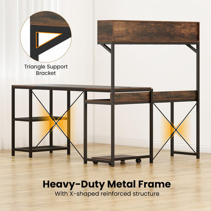 Dreamade 62" L-Shaped Computer Desk with Power Outlets