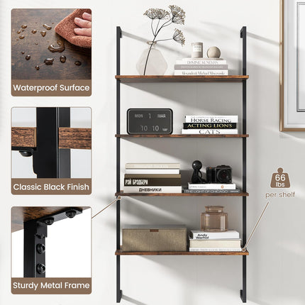Dreamade 4 Tier Modern Wall Mounted Bookshelf Set