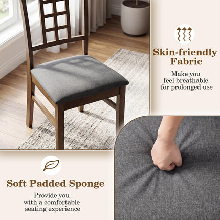 Dreamade Farmhouse Kitchen Chairs with Upholstered Cushioned Seat and Lattice Back