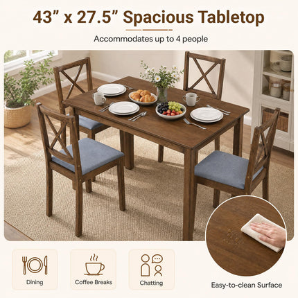 Dreamade Dining Table Set with X-Shaped Backrest for Small Space