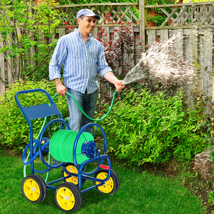 Dreamade Garden Hose Reel Cart - Water Hose Cart with 4 Wheels & Non-slip Grip