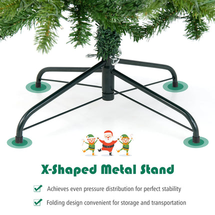 Dreamade 5ft Pre-Lit Pencil Christmas Tree, Hinged Artificial Slim Tree with 390 PVC PE Branch Tips