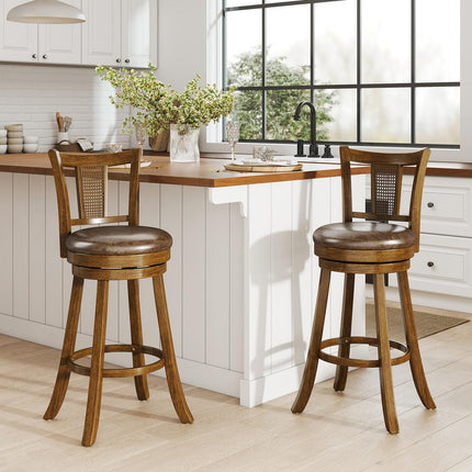 Dreamade 30" Upholstered Leathaire Farmhouse Barstools for Kitchen Island Dining Room Pub