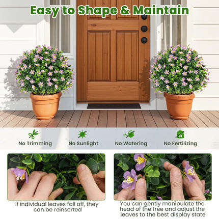 Dreamade Set of 2 Faux Potted Plants Artificial Shrubs Bushes with Flowers