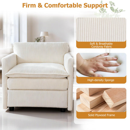 Dreamade Oversized Accent Chair with Ottoman with Soft Corduroy Cushions