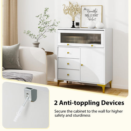 Dreamade 3-Drawer Modern Storage Cabinet with 2 Doors