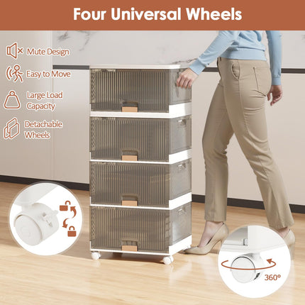 Dreamade 4 Tier Stackable Storage Bins with Lids 18 GalFoldable Shoe Storage Box