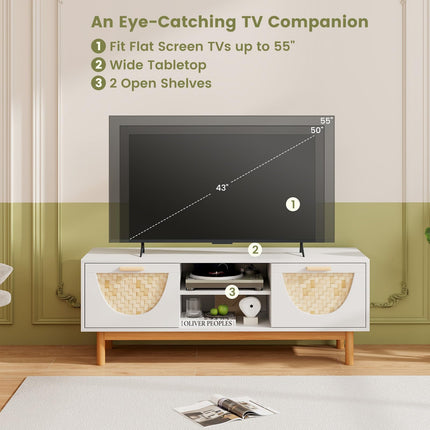 Dreamade TV Stand for TV up to 55”, Television Stand with Open Shelves