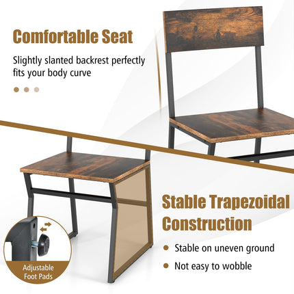 Dreamade Dining Table Set for 4, 47”L x 28”W Rectangular Kitchen Table w/ 4 Trapezoid Chairs