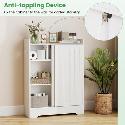 Dreamade Bathroom Slim Storage Cabinet w/2 Sliding Doors & Adjustable Shelves
