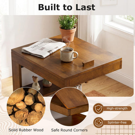 Dreamade C-Shaped End Table with Wheels w/Adjustable Desktop