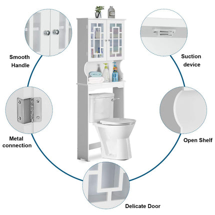 Dreamade Over-The-Toilet Storage Spacesaver, Bathroom Organizer with Cabinet and Shelf
