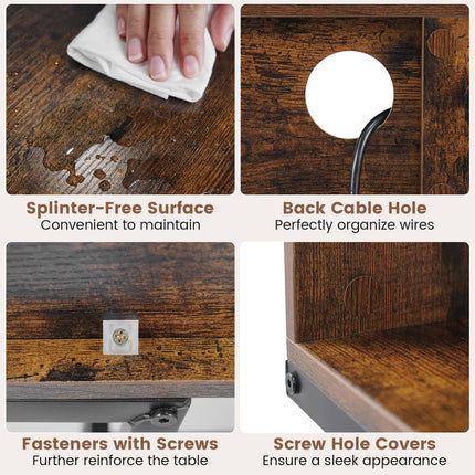 Dreamade Console Table with Charging Station & LED Lights
